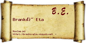 Brankó Eta névjegykártya